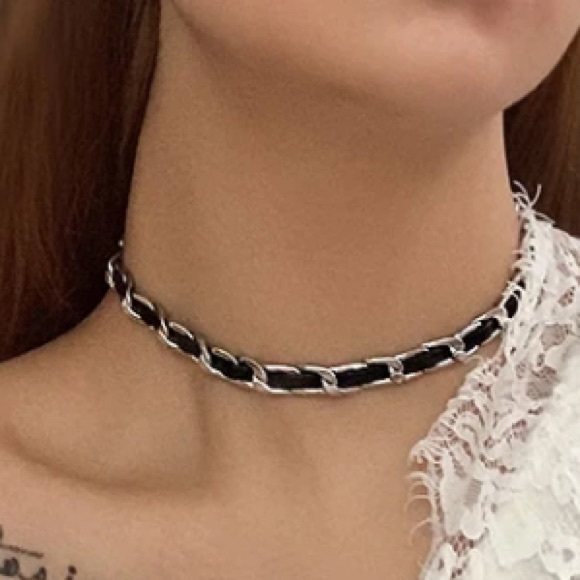 🤍18K white gold plated leather choker - Picture 4 of 5